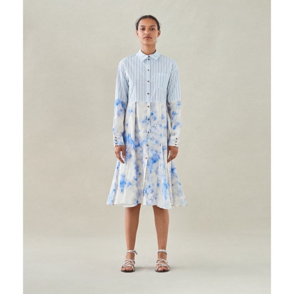 Baum Und Pferdgarten Adelma Top Striped Shirt Dress Blue Size 36